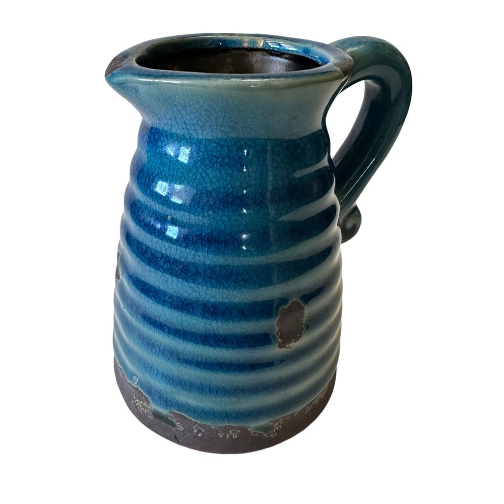 Blue Ceramic Glazed Pitcher